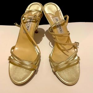 Jimmy Choo gold Metz heels